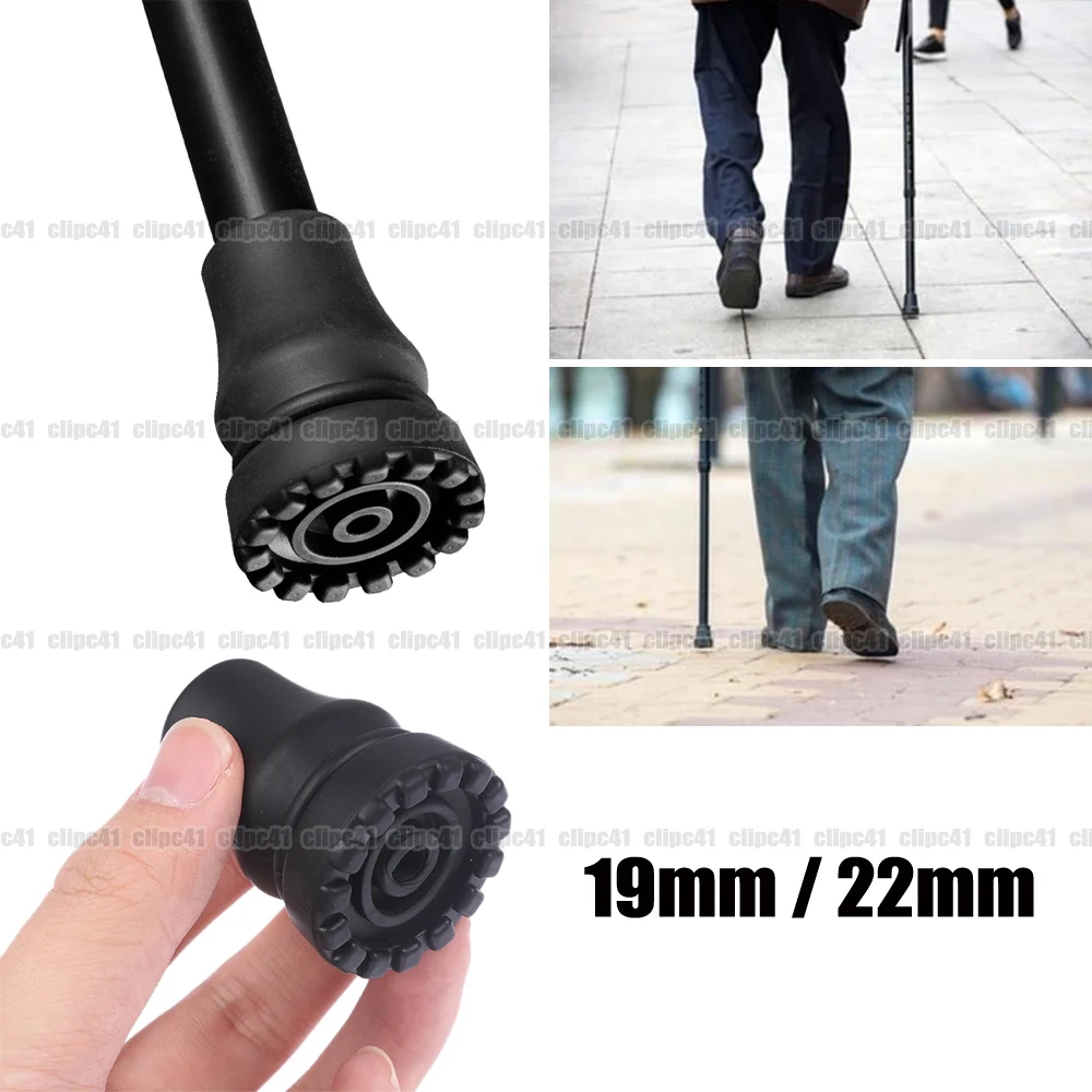1Pc Black Rubber Walking Stick Feet Rubber Head Crutch Accessories Anti-slip Tips Crutch Feet Bottoms Protector Pad 19mm / 22mm
