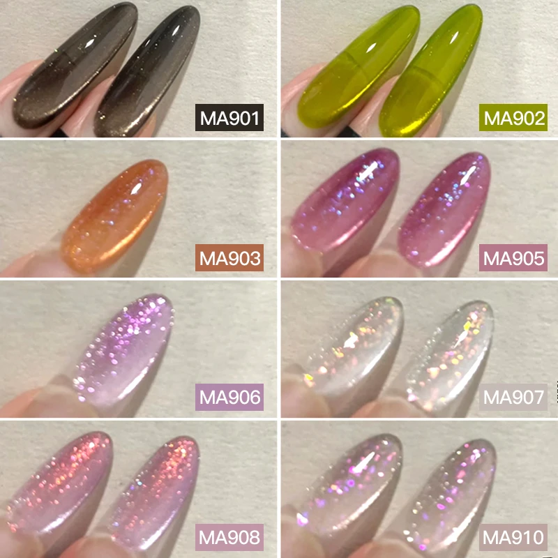 ชุดยาทาเล็บเจลแม่เหล็กกลิตเตอร์ออโรร่า 13 ชิ้น ยาทาเล็บเจลกึ่งถาวรแบบยูวี สำหรับฤดูหนาว ล้างออกได้ อุปกรณ์ทำเล็บ DIY