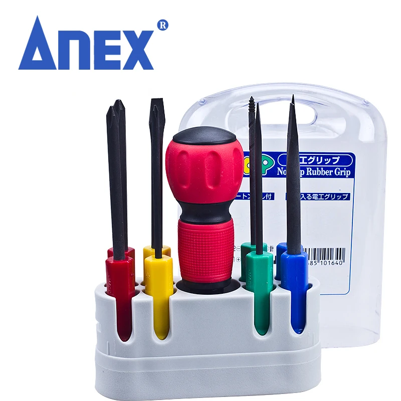 ANEX Screwdriver Set, 8-in-1 Screwdriver Tool Phillips/Slotted Bit Pointed Screwdriver Set for Repairing Electronic Products