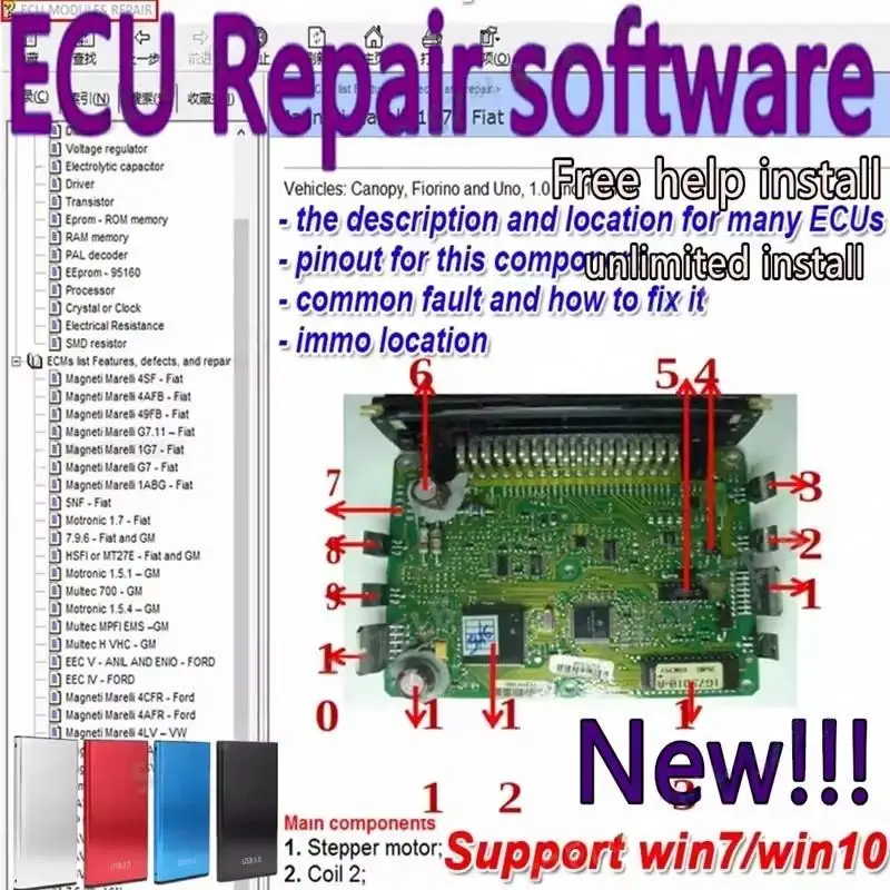

Новое программное обеспечение для ремонта ECU, модуль ECU, ремонтная система Immo Pinout, включая multímetros, Transisto