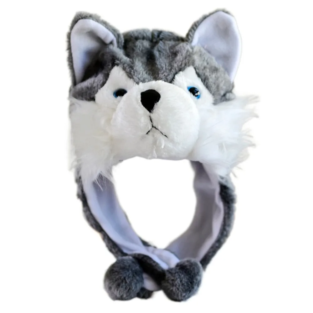 

Yellow Baby Duck Kids Plush Animal Hat Cartoon​ Panda Husky Cozy Funny Hat ​Interactive Soft Novelty Party Cap Winter