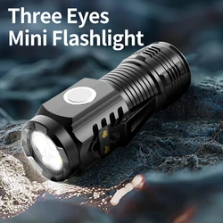 High Power LED Flashlight USB Rechargeable Magnetic Suction Flashlight Portable Outdoor Camping Hiking Emergency Lighting