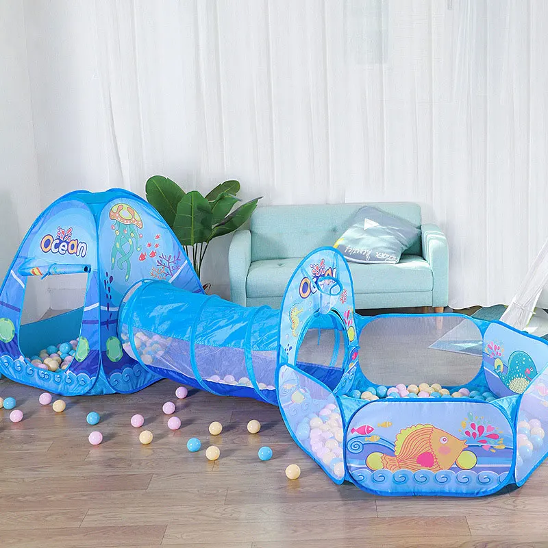 3 In 1 Kindertent Speelgoed Kampeertenten Draagbaar Kinderballenbad Voor Kinderen Spelen Huis Kruiptunnel Buiten Pop-Up Tent