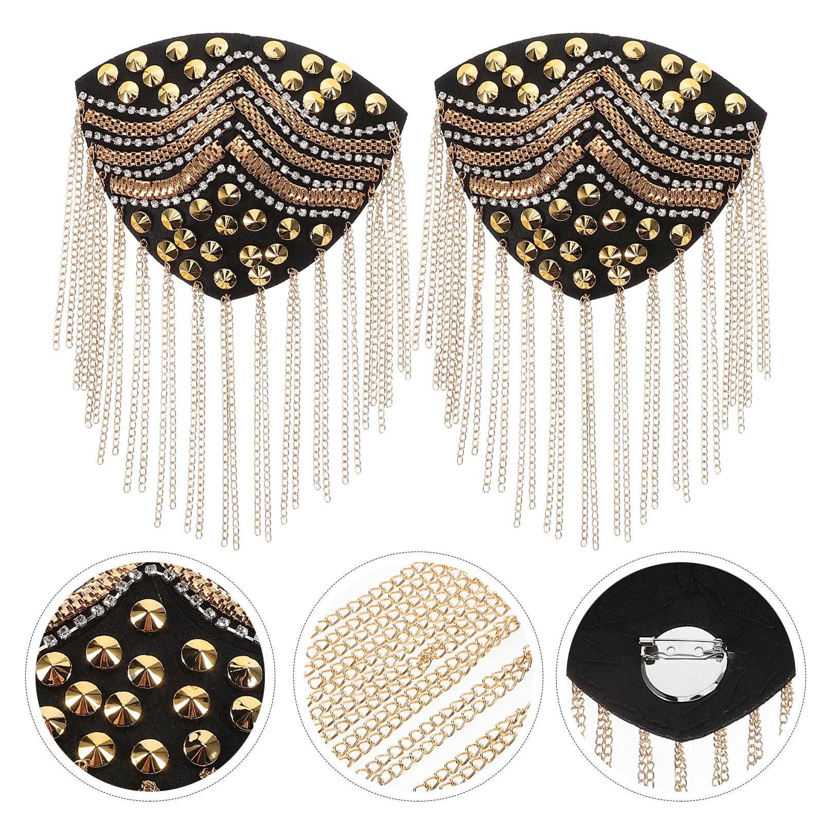 

2pcs Tassel Jewelry For Women Golden Fringe Shoulder Badges Costume Decorative Epaulettes Uniform Accessories Tassel Shoulder