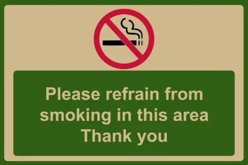 No Smoking In This Area, Safety Warning Metal Sign Plaque. Hotel, Garden, Office