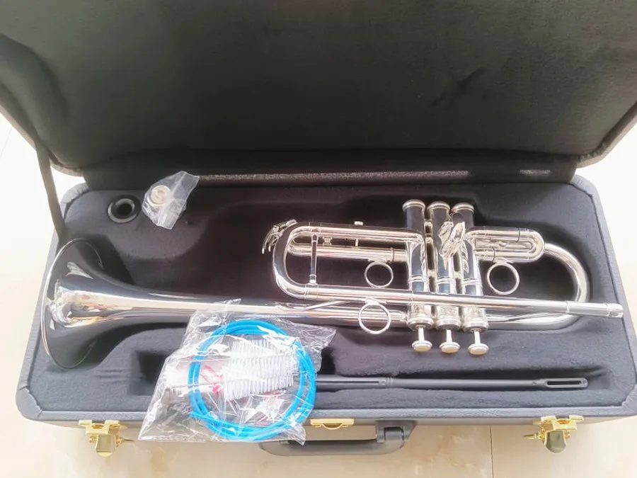 Nueva trompeta chapada en plata tono gota C nivel de rendimiento profesional Musical con estuche
