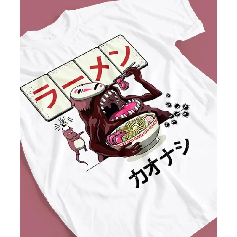 

Fashion Trend Camiseta Unisex Sin Cara Viaje De Chihiro Studio Ghibli Clothing Street Women's Short Sleeve Women's T-Shirt