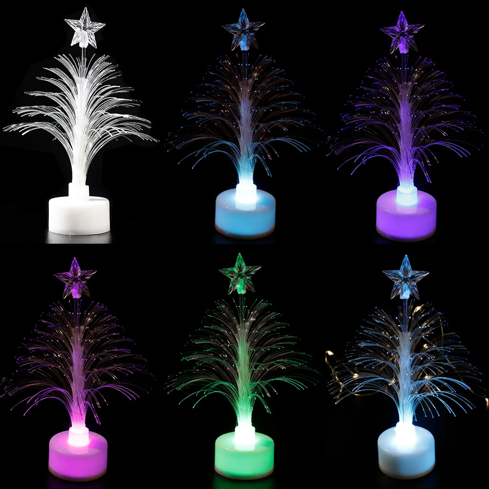 Colorful LED Fiber Light Battery Powered Xmas Tree Night Light Children Xmas Gift Home Christmas New Year Wedding Ornament Lamps