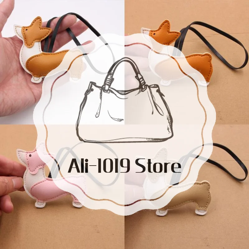 Cute Corgi PU Bag Pendant Fine Stitching Waterproof Bag Decor Ornament for Dog Owners Handbag Use Gifts