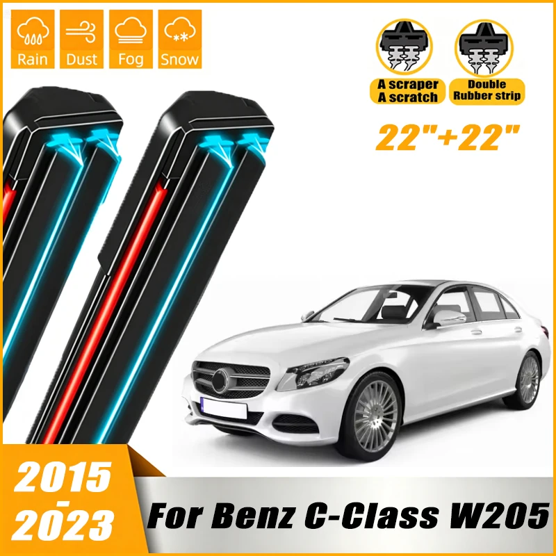 

2Pcs Front Windshield Windscreen Wiper Blades For Mercedes-Benz C-Class W205 2015 - 2023 2016 ,Car Window Rain Brushes 22"+22"