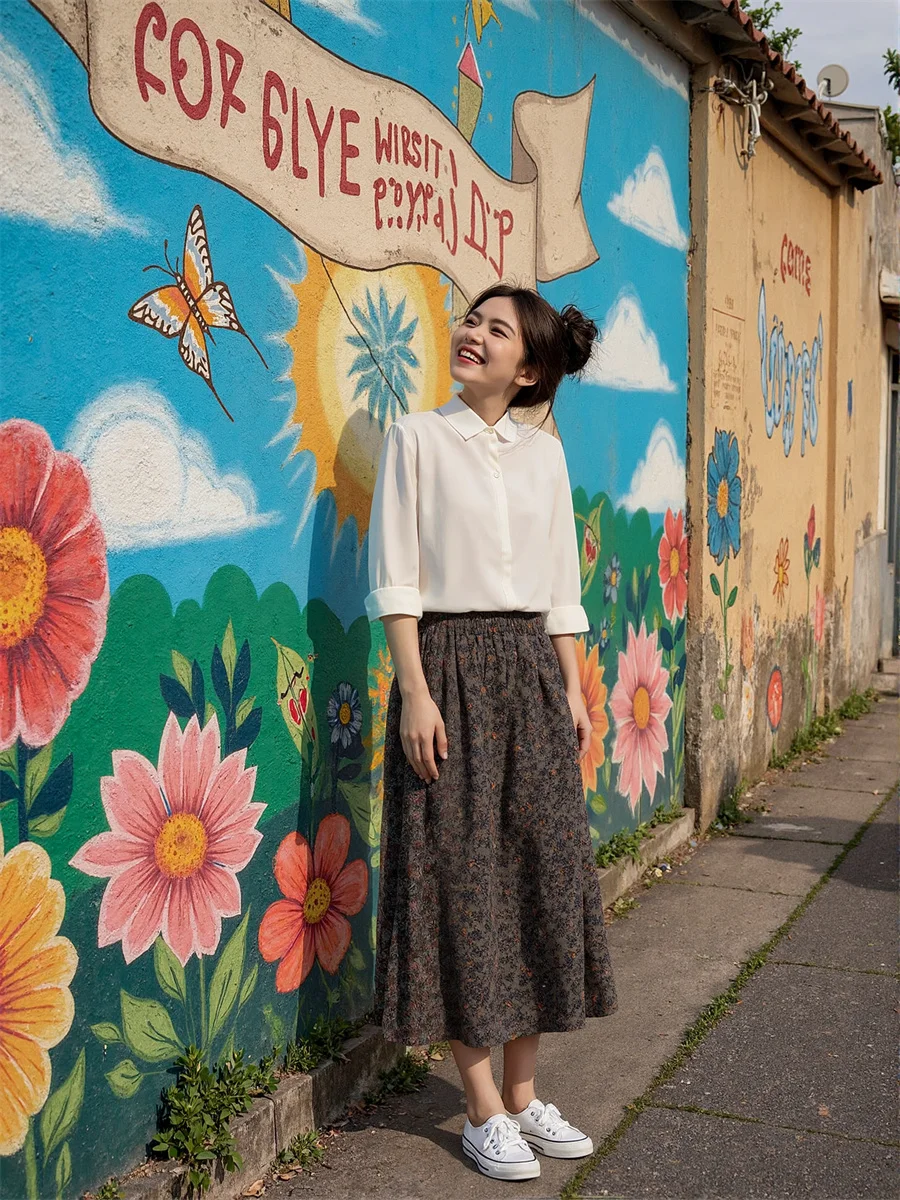 Midi floral impresso saias das mulheres retalhos em camadas plissado plissado malha artístico moderno chique elegante faculdade verão apliques