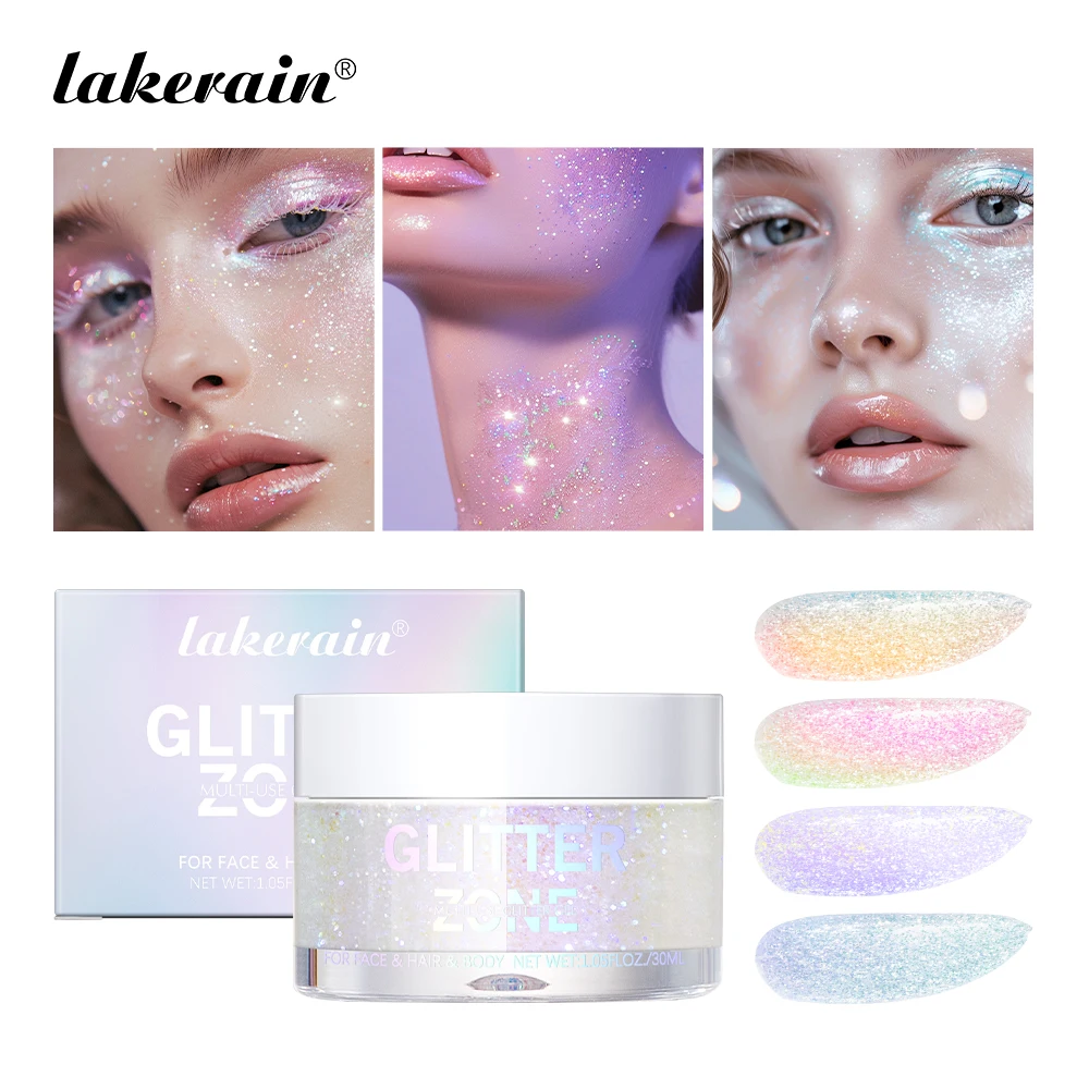 30ml 반짝이 젤 아이 섀도우 리퀴드 페이스 바디 대형 스팽글 젤 다기능 다채로운 루스 스팽글 크림 파티 장식