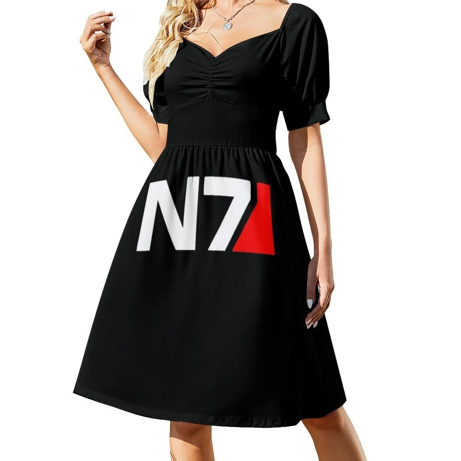 Mass Effect N7 여성용 힙합 스트리트웨어 드레스 그래픽 프린트 파티 클럽웨어 로고 Mass Effect N7 베스트 여성 드레스