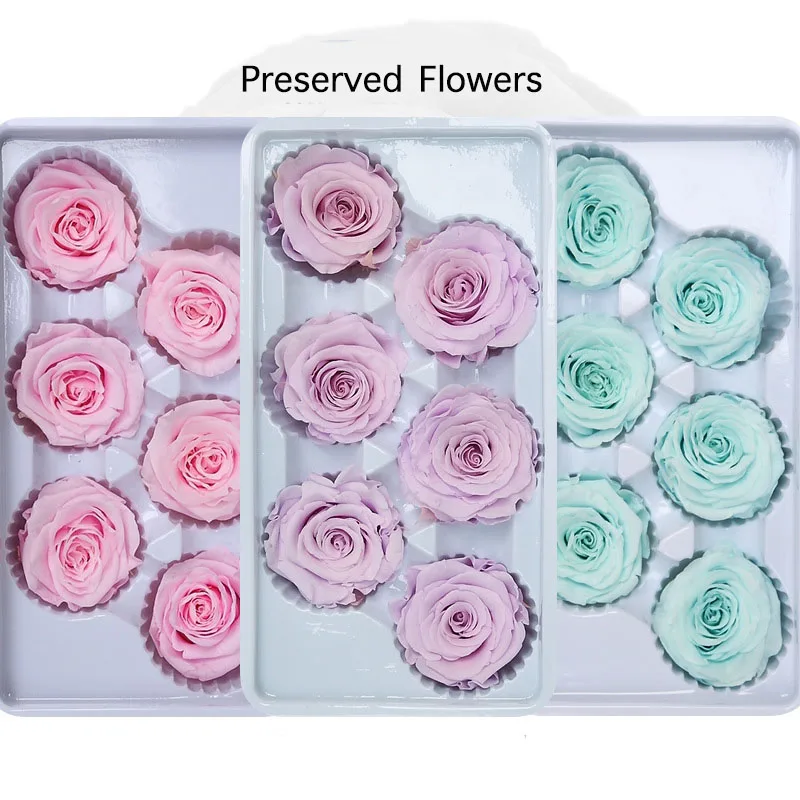 6Pcs/Box B Grade Life Flower 5-6Cm Rose Head Wedding Party Decoration Lover Mother\'S Day DIY Handmade Gift Artificial Flowers