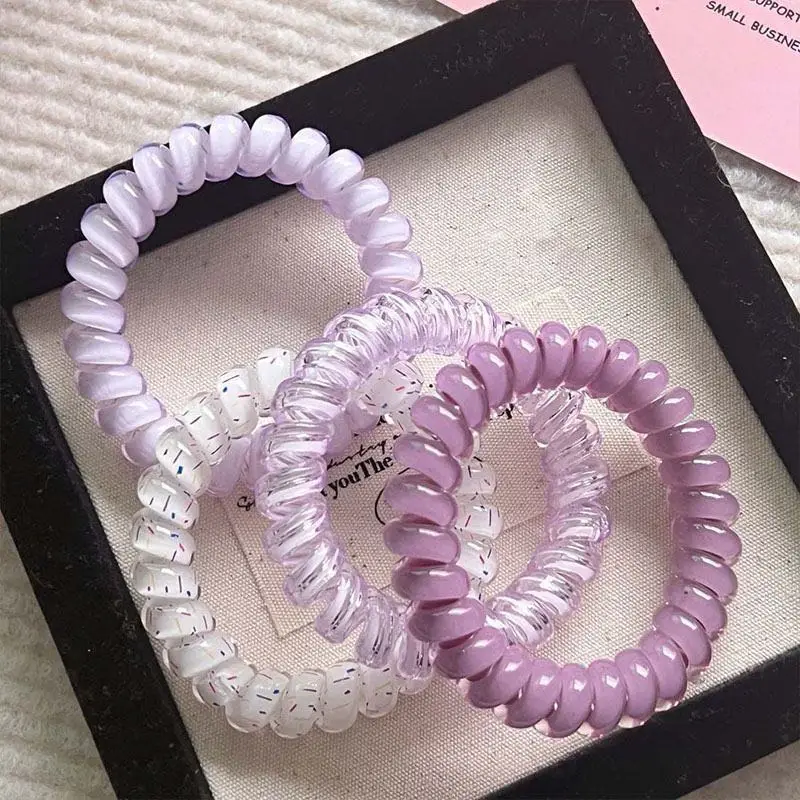 

20pcs Spiral Hair Ties Telephone Line Hair Ropes Multicolor Elastic Ponytail Holder Strong Hold Waterproof Hairstyling Access