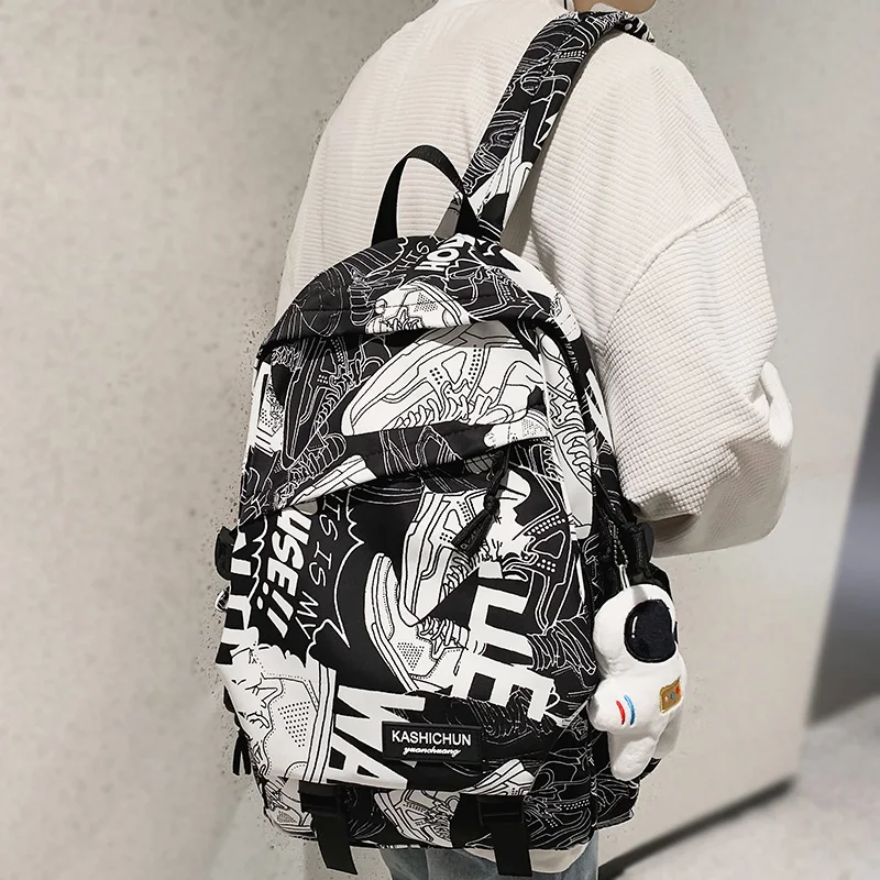 Women Graffiti College Backpack New Lady Male Printing Waterproof School Bag Men Travel Book Girl Boy Laptop Student Bag Fashion