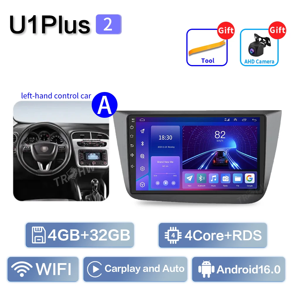 Auto Android 16 Radio Voor Seat Altea XL Toledo 2004-2015 Auto Stereo Multimedia Speler GPS Navigatie Carplay QLED touchscreen