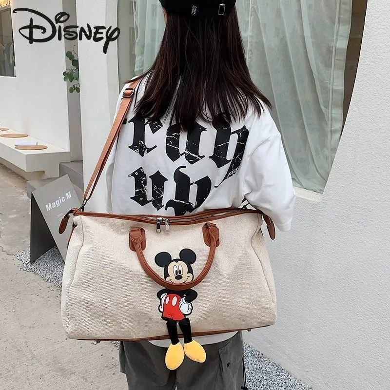 Disney Mickey tas selempang wanita, tas selempang modis basah dan kering bepergian portabel kartun untuk Fitness