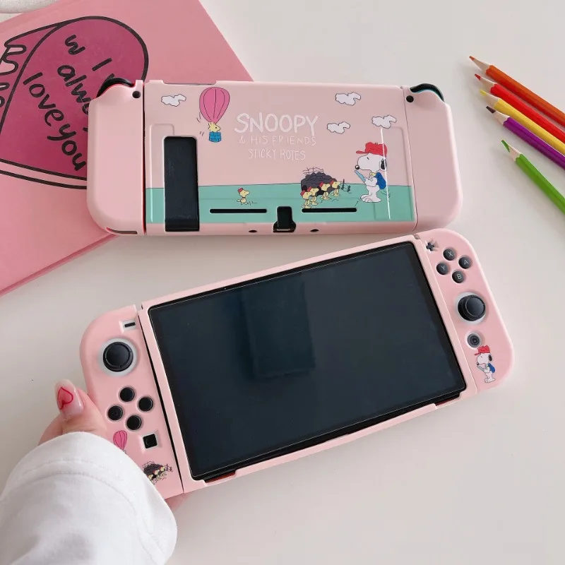 Snoopy Handheld Storage Bag for Nintendo Switch OLED NS Game Accessories Console Protective Case Cartoon Anime Portable Bag Gift