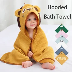 Cute Cartoon Hooded Baby Towel Soft Cotton+Bamboo 75*75cm Infant Shower Gift Bebe Swimming Beach Bathrobe