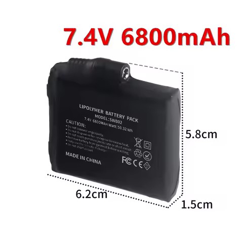 Heated Gloves Battery 7.4V 6800mah Lithium Polymer Battery for Heated Socks,Vest, Winter Antifreeze Saver Heat Battery