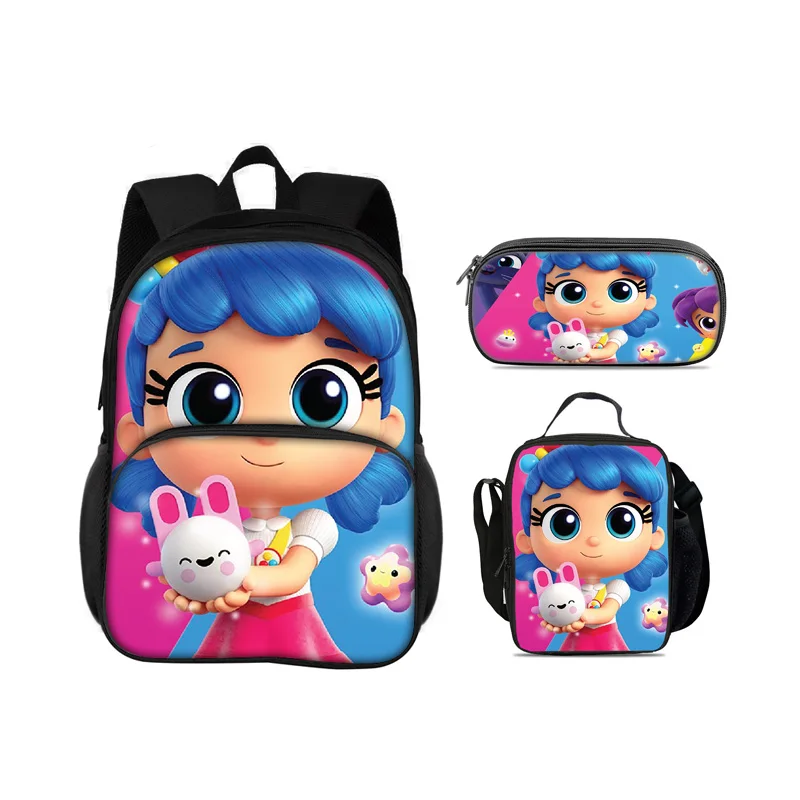 True and the Rainbow Kingdom Round Front Bag Backpack Pen Bag Ice Bag 3Pcs Set Cartoon Print Kindergarten Children and Students