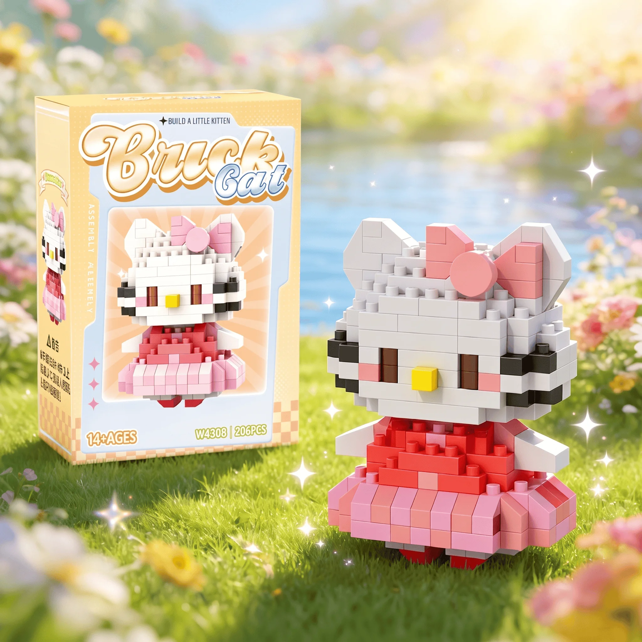 MiniKitten Baustein-Set Niedliche Cartoon-Katzen-Figuren DIY Lernspielzeug für Schreibtischdekoration Ideales Geschenk für Alle Altersgruppen – Detail 5