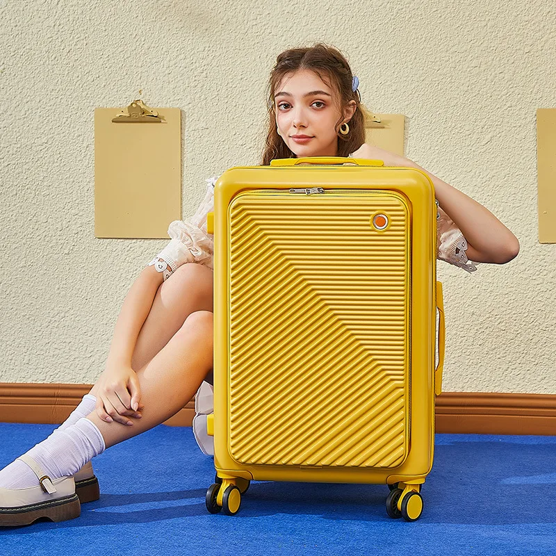 Coffre à Bagages à Ouverture Frontale pour Homme, Valise d'Embarquement 600, Chariot de 20 Pouces, Grande Capacité, Roue Universelle, Boîte à Mot de Passe