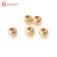 3MM 4MM 5MM 6MM 8MM 18K Gold Color Brass Frosted Matte Round Ball Beads Jewelry Making Diy Findings Accessories