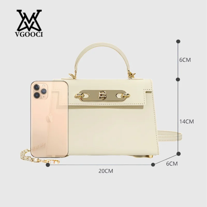 VGOOCI dames lederen tas koeienhuid tas luxe kleine ketting flip cover mini schoudertas voor dames designer luxe handtas