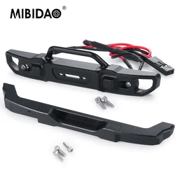 MIBIDAO Metal Front/Rear Bumper Mount with Led Light for Axial SCX24 AXI00006 Bronco 1/24 RC Crawler Car Model Upgrade Parts
