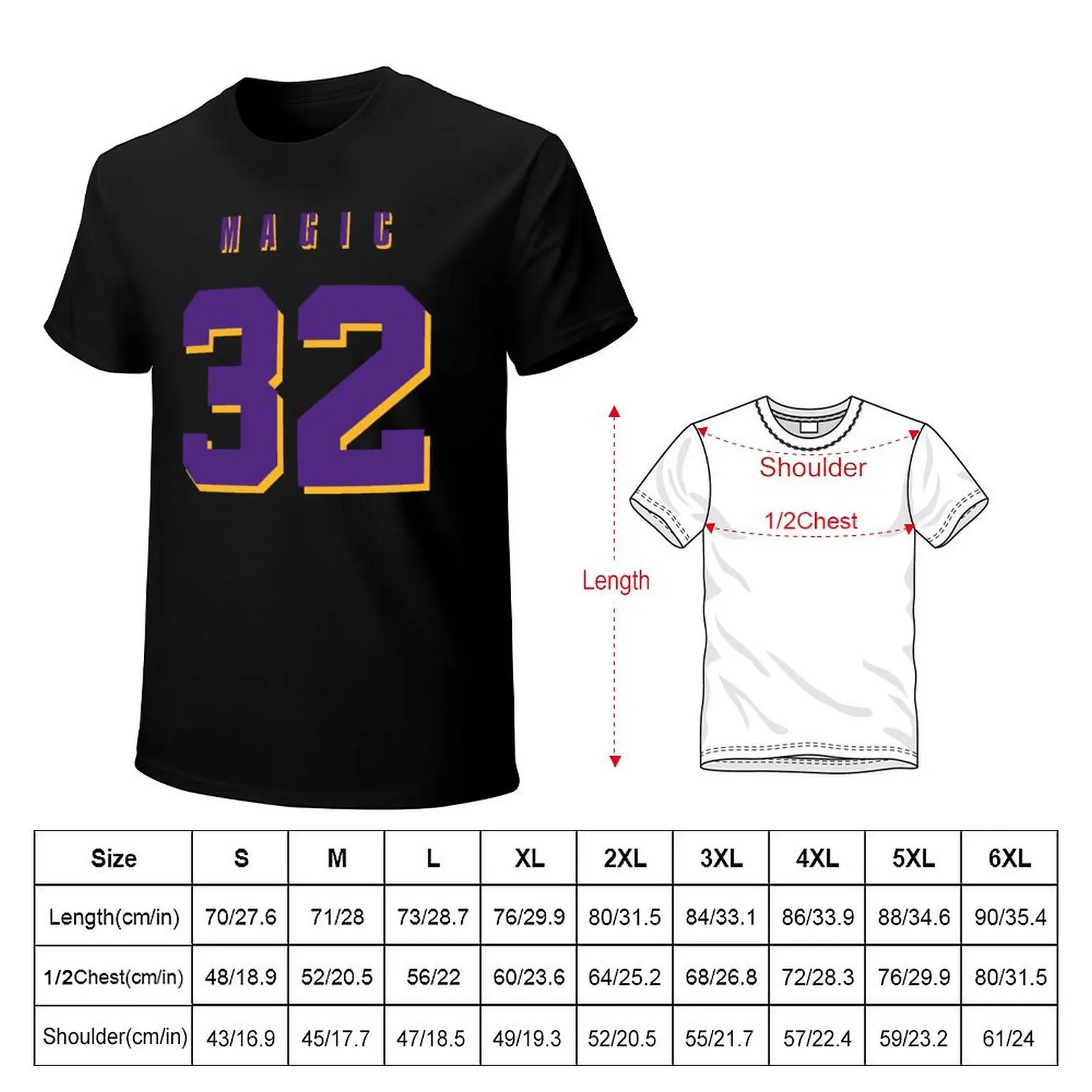 MAGIC Jersey No. 32 Showtime T-Shirt Minimalist Casual Short Sleeve Top