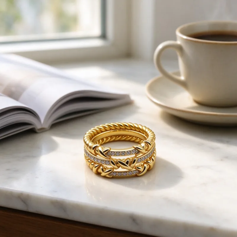 Elegant Twisted Cable Finger Ring, Retro Braided Spiral Band Design, Stackable Polished Metal Ring for Ladies, Fashion Jewelry Gift for Holiday & Daily Wear