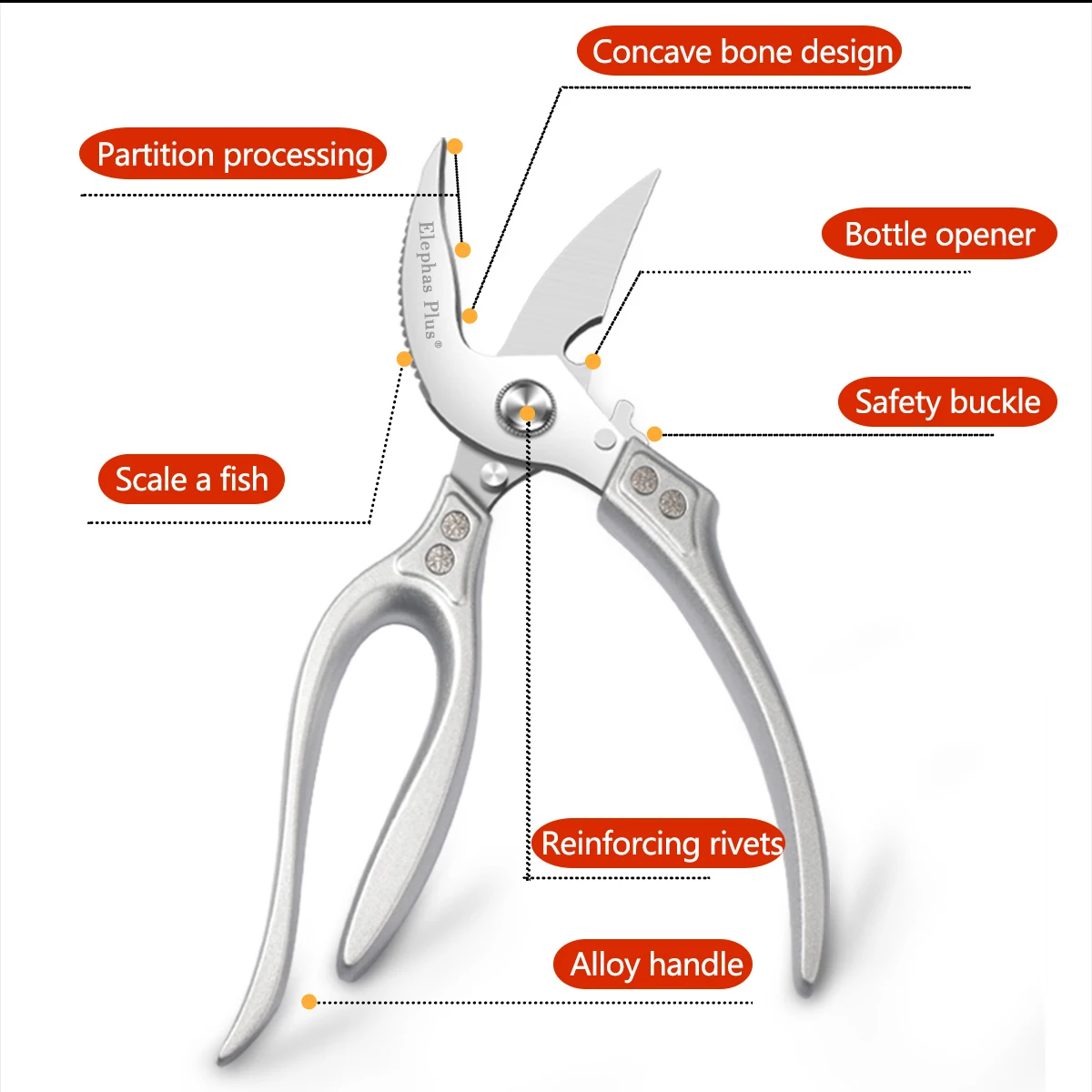 

Upgrade Kitchen Shears: stainless steel Cutting Poultry Bones,Sharp Stainless Steel Blades Handle Chicken, Duck, Goose with Ease