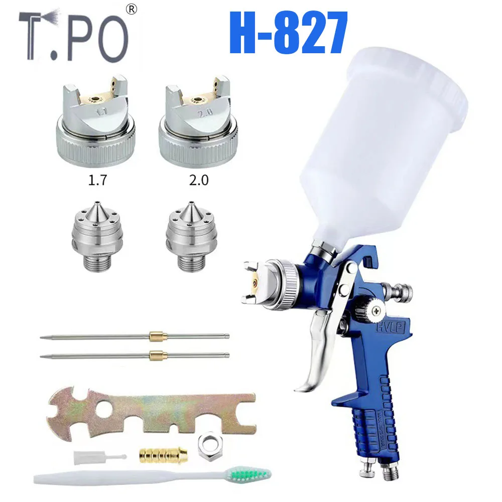 

Professional HVLP H827 Spray Gun Airbrush Car Painting Gun 1.4/1.7mm High Quality 600ml Gravity Paint Airbrush Painting Tool