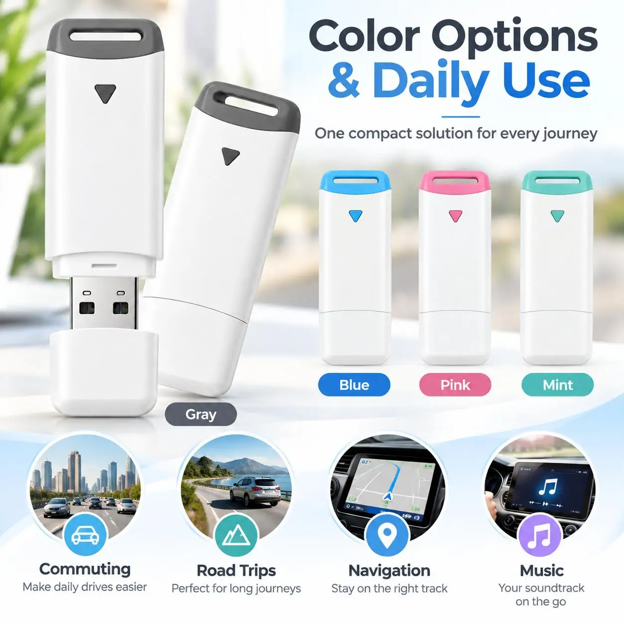 2-in-1 Kabelloser CarPlay & Android Auto Adapter, Universell Passend für die Meisten Autos, Kabellose Verbindung, Plug & Play IOS/Android – Detail 7