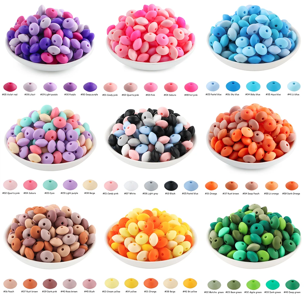 50-100Pcs 12Set New 12mm Lentils Silicone Beads Mix And Match Combinations For Making DIY Bracelets Necklaces Jewelry Accessorie