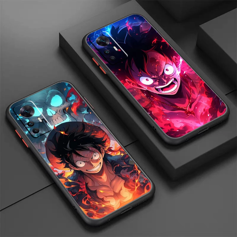 Luxury One Piece Anime Luffy Frosted Translucent For Xiaomi Mi 13 12 12T 11T 11 11i 10T 10 9T Pro Lite Ultra 5G Matte