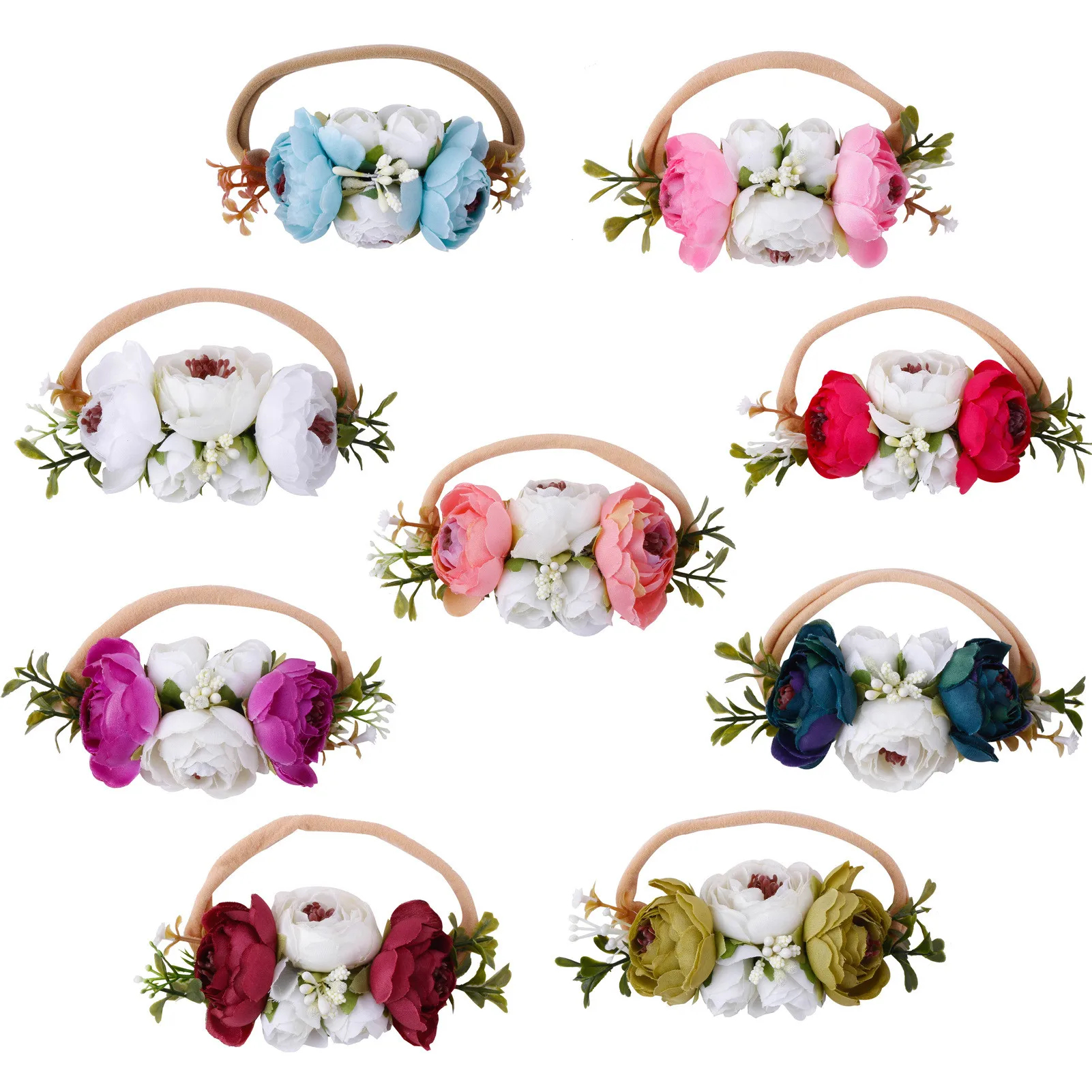 Artificial Flower Elastic Rubber Hair Bands Pearl Hair Ties For Kids Girls Hair Accessories Children Ponytail Holder Rope