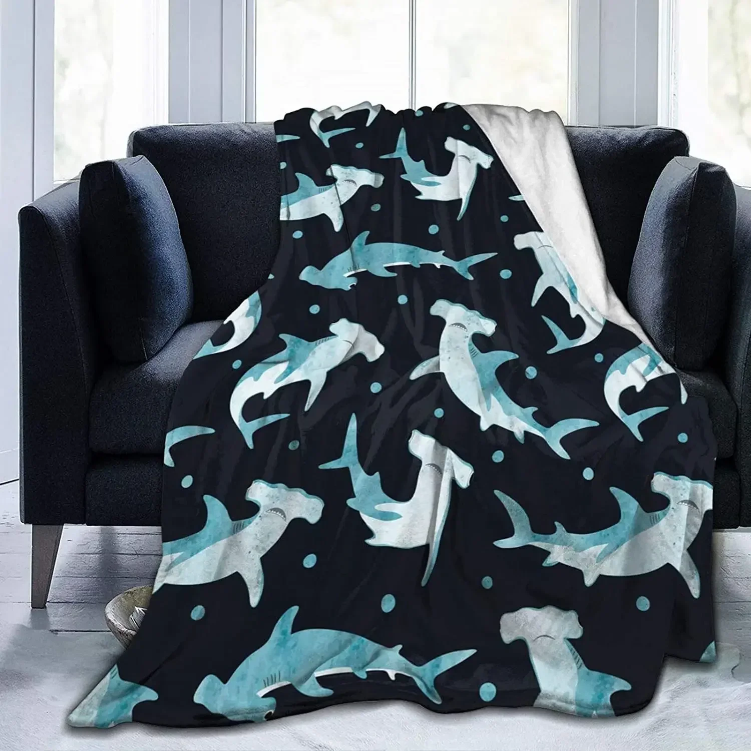 Hammerhead Shark Soft Fleece Throw Blanket Cozy Bed King Size for Kids Teens Adults Couch Bed Travel Camping
