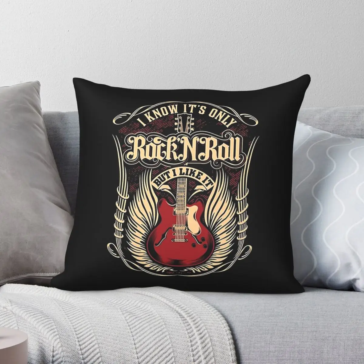 It's Only Rock 'n Roll Square Pillowcase Polyester Linen Velvet Creative Decorative Throw Pillow Case Home Cushion Case 45x45