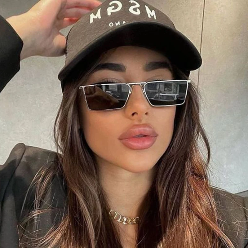 Vintage Metal Small Rectangle Women's Sunglasses Designer Classic Retro Glasses Lady Sun Glasses For Women Fashion 2021 Luxury