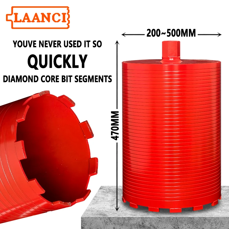 LAANCI Reinforced Concrete Diamond Core Drill Bit, 1 1/4UNC Thread, 470mm Total Length, 275-500mm Hole Punching Drilling