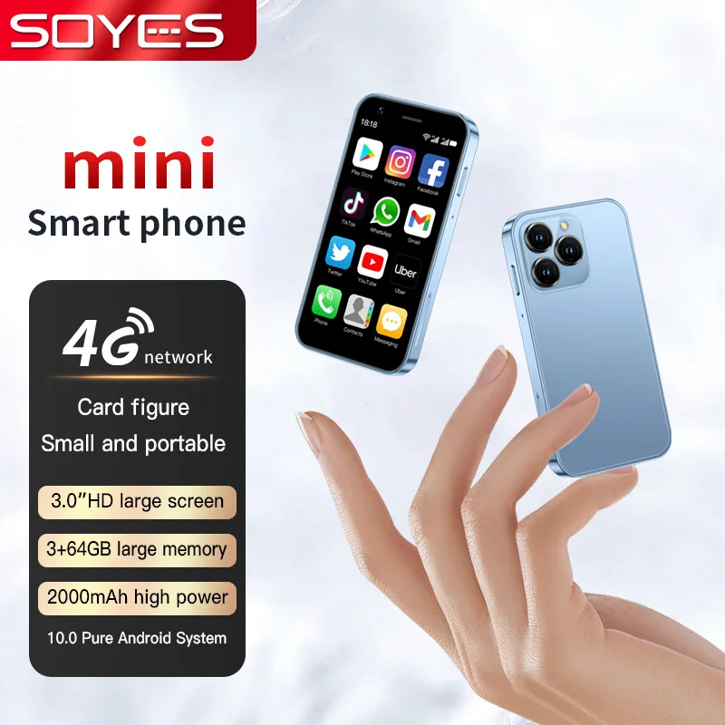Мини-смартфон SOYES XS16 4G с 3,0-дюймовым экраном, Android 10.0, 2000 мАч, компактный мобильный телефон