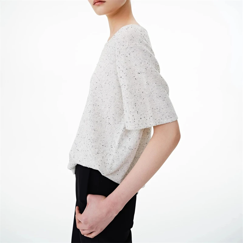 Y2k ฤดูร้อนใหม่คุณภาพสูงผู้หญิงรอบคอผ้าฝ้ายแขนสั้นถักเสื้อยืดแฟชั่นสบายๆหลวมและเรียบง่าย TOP