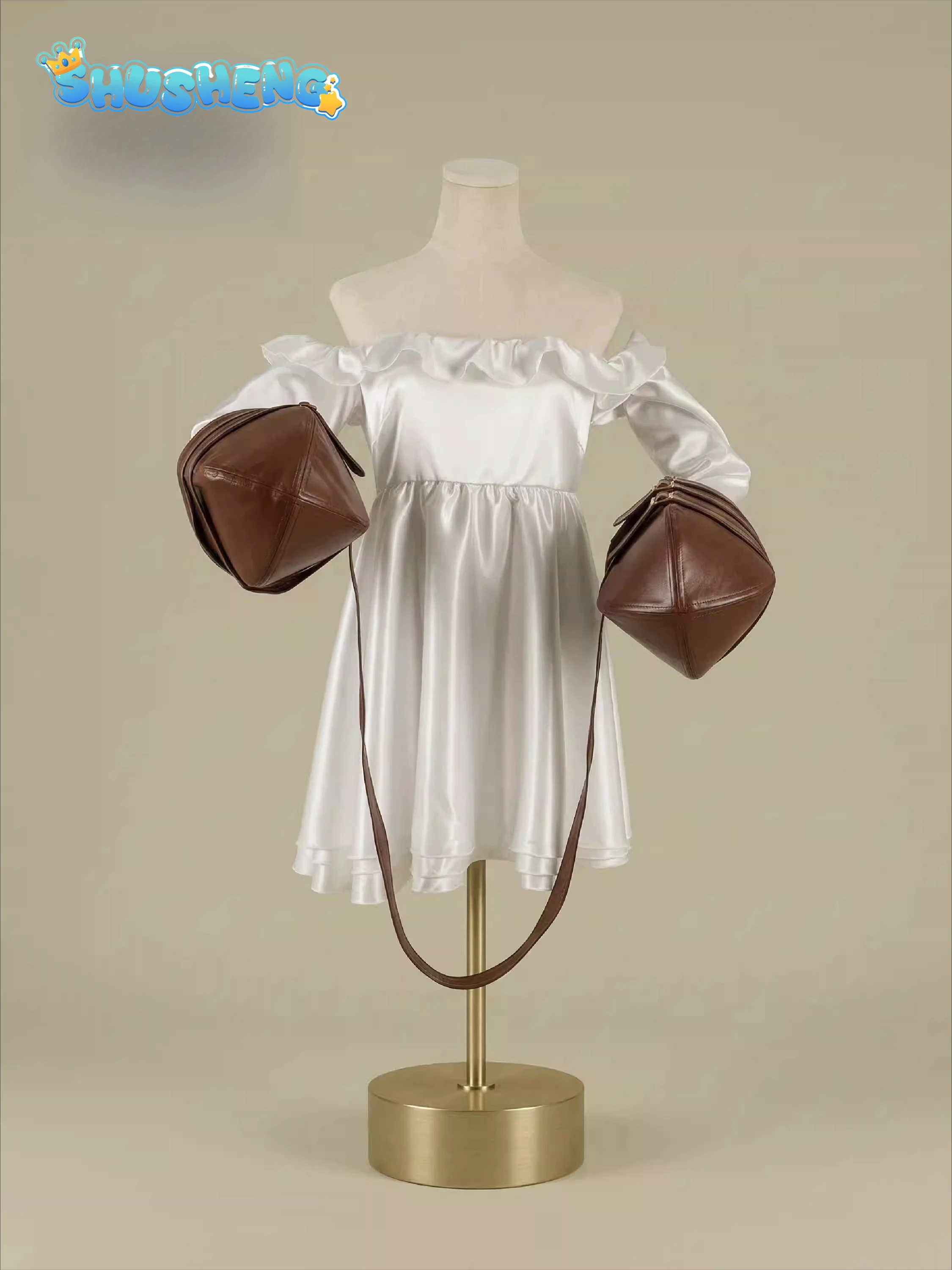 

Rou Game Brown Dust 2 Sweet cat pajamas Cosplay Costume Halloween Carnival White Dress Headwear Props Women Rou New Uniform