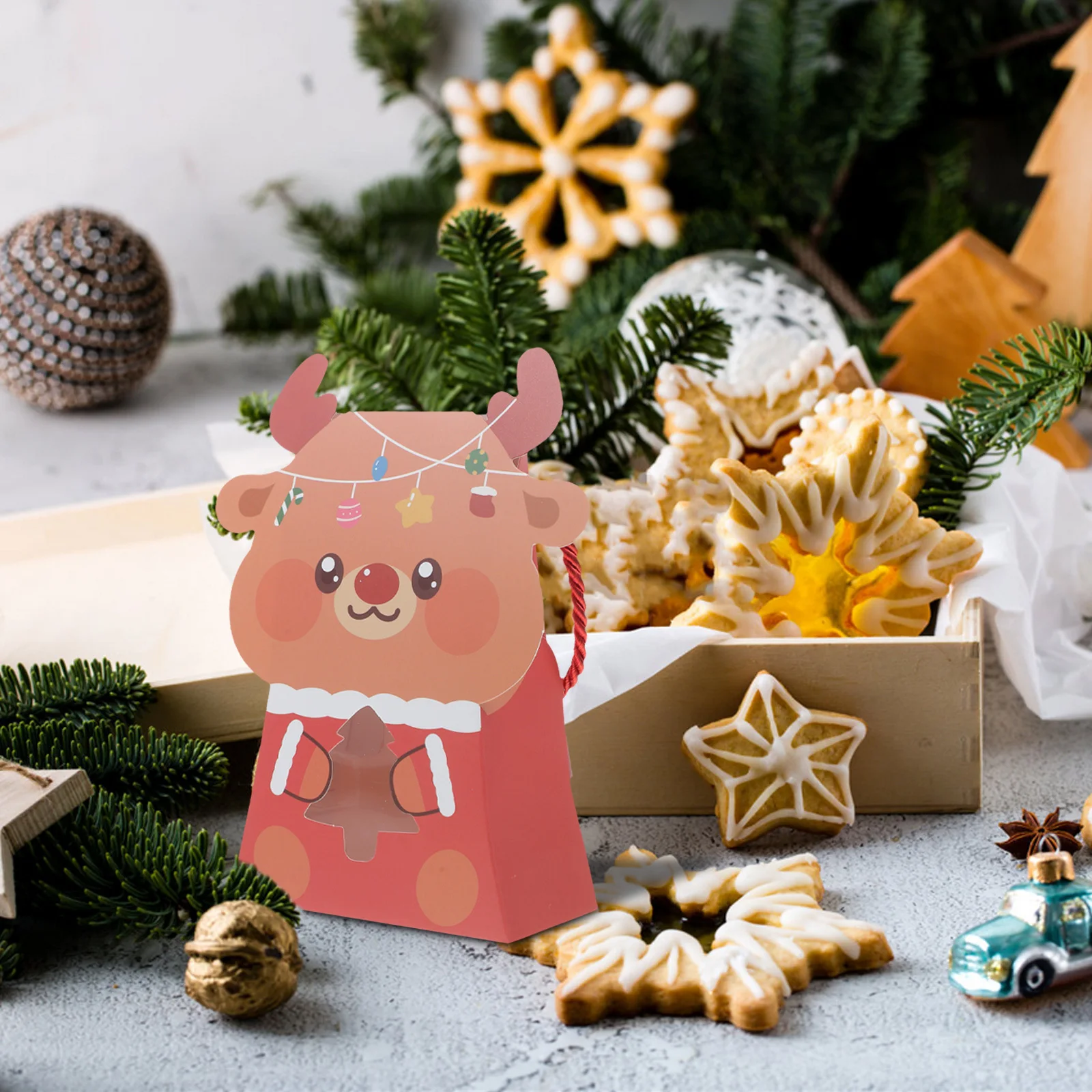 

10Pcs Christmas Goodie Bags Cute Bear Design Small Paper Treat Bags for Holiday Candy Party Favors Birthday Money Box