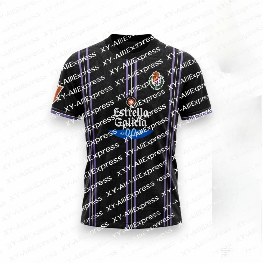 Dark Gothic Style Men's Sports Jersey, Black Short-sleeve T-shirt with Purple Stripes, Loose Retro Soccer Top with Street Style