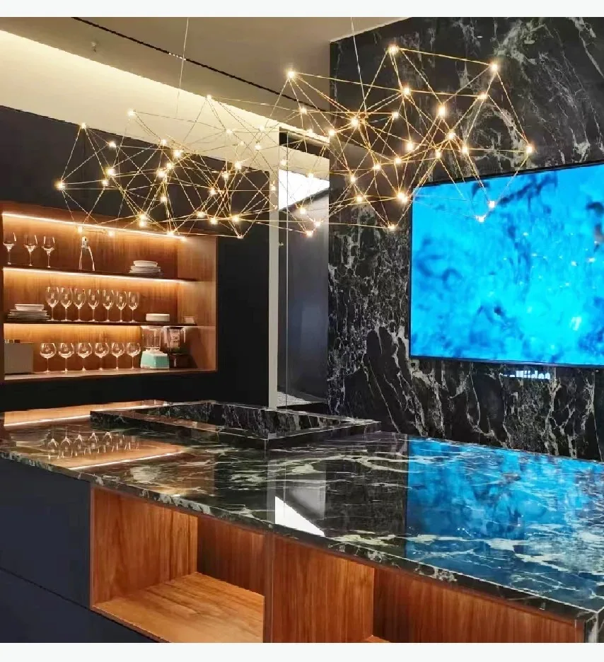 โคมไฟระย้าทรงลูกบาศก์โคมไฟโต๊ะทานอาหารสไตล์นอร์ดิกโมเดิร์นเรียบง่ายหรูหราแผนกต้อนรับหิ่งห้อยเก๋ไก๋โคมไฟ LED สำหรับห้องนั่งเล่น