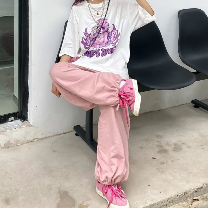 Casual Wide Leg Harem Pants Lovely Y2k Simple All-match Streetwear Trendy Workout Preppy Style Loose E Girls Oversized Trousers